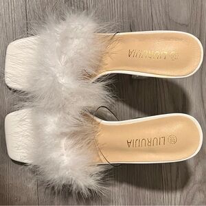 White Feathered Women's Shoes